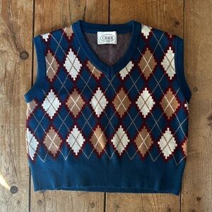 Cider Navy Argyle Sweater Vest Size Medium